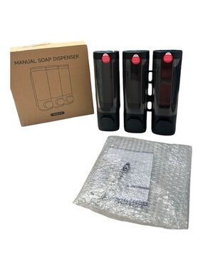 Amazon Essentials Triple Manual Soap Dispenser - Black
